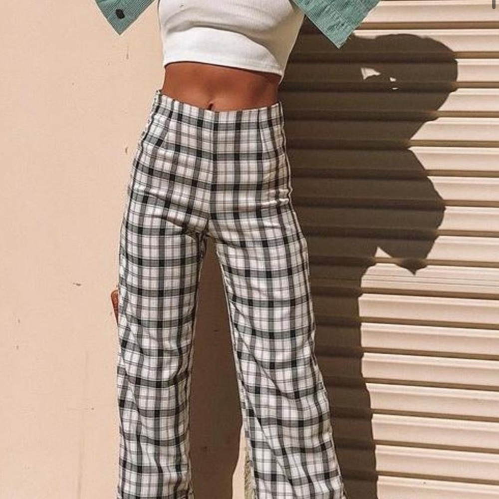 Plaid High-Waisted Women's Pants